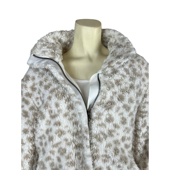 Thread & Supply Teddy Bear Coat Jacket Leopard Print Fluffy Cozy Soft S Small - Picture 4 of 9